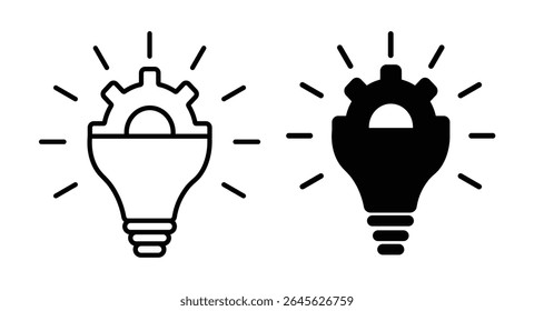 Idea light bulb icon set. Idea bulb liner flat icon set. innovation, lamp, light bulb, mark, creative, positive, smart, solution, strategy. Idea, bulb, innovation icon collection EPS10 - Stock Vector
