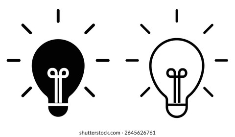 Idea light bulb icon set. Idea bulb liner flat icon set. innovation, lamp, light bulb, mark, creative, positive, smart, solution, strategy. Idea, bulb, innovation icon collection EPS10 - Stock Vector

