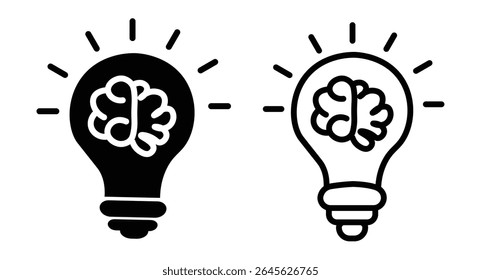 Idea light bulb icon set. Idea bulb liner flat icon set. innovation, lamp, light bulb, mark, creative, positive, smart, solution, strategy. Idea, bulb, innovation icon collection EPS10 - Stock Vector
