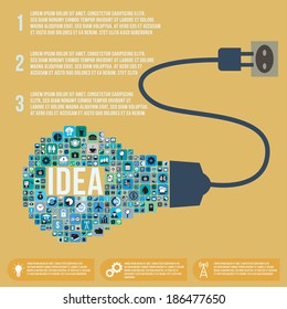 Idea light bulb infographic design template, vector illustration