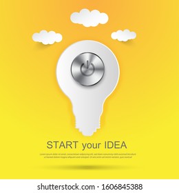 Idea light bulb infographic template for Data, graphs, charts, diagrams. Business concept Cloud computing technology, Vector Infographic template. computer design on Blue Background. Text space.