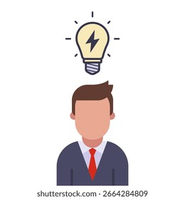 ideia lâmpada homem. nova ideia nova. ilustração plana.