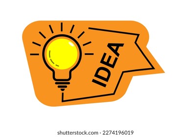 Idea light bulb on speech bubble. Creative Idea message bubble with Light bulb. quick tips badge. Idea or tooltip trivia. Great idea badge, Creative business.