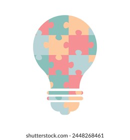 idea. light bulb. plan. a puzzle. in the style of a puzzle. on a white background.