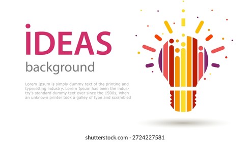 Idea - bombilla. Bombilla abstracta del arco iris en un fondo blanco.Una cubierta creativa o cartel con una idea conceptual de una bombilla. Ilustración vectorial 