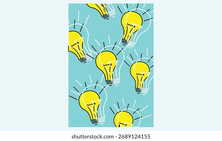 Idea light bulb seamless pattern design for use.