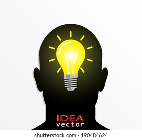 idea light bulb in silhouette head / vector illustration