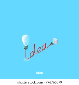 idea with a light bulb and socket, isometric image