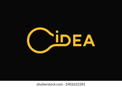 Bombilla de ideas, diseño del logotipo de la tipografía de texto.