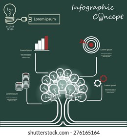 idea light bulb tree infographic concept