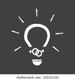 Idea Light Bulb Vector With Sex Symbol
