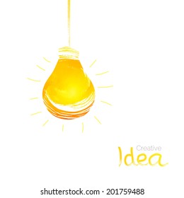 Idea. Light bulb. Watercolor vector illustration