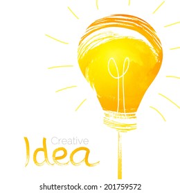 Idea. Light bulb. Watercolor vector illustration