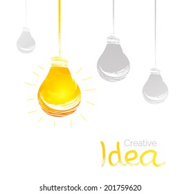 Idea. Light bulb. Watercolor vector illustration