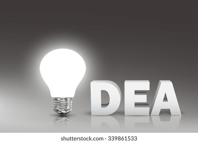 Idea light bulb with word idea. Vector Illustration