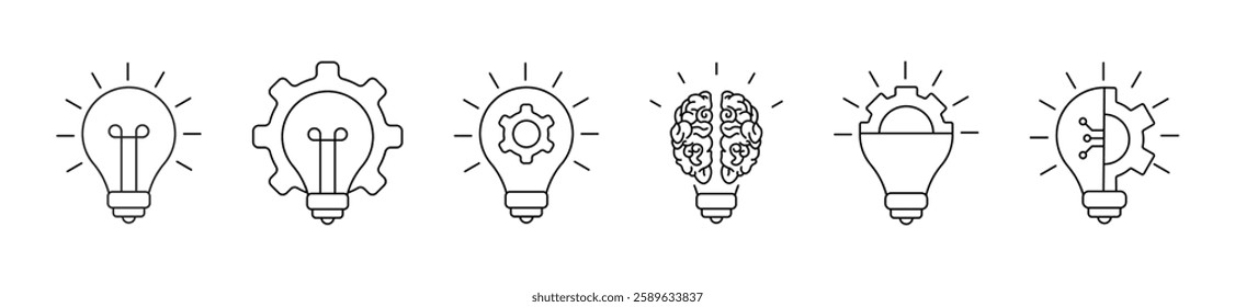 Idea lightbulb icon. Inspiration creativity lamp vector icon collection. EPS 10