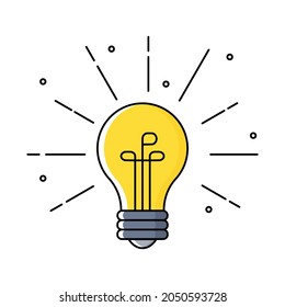 Icono de la bombilla de Idea. Símbolo de idea, ilustración vectorial plana.