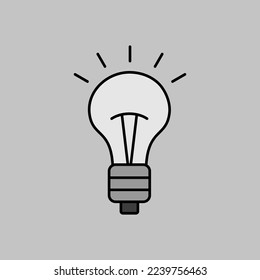 Idea, icono de escala de grises con contorno de bombilla. Signo de negocio. Símbolo gráfico para el diseño del sitio web, logotipo, aplicación, interfaz de usuario. Ilustración del vector, EPS10.