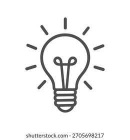 Idea Lightbulb Outline Icon – Bright Creative Concept Symbol