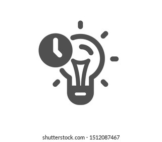 Idea lightbulb sign. Time management icon. Clock symbol. Classic flat style. Simple time management icon. Vector