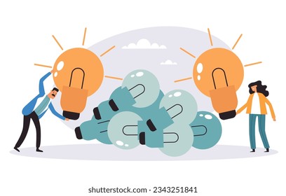 Idea lightbulb solution project creative abstract concept. Vector flat graphic design illustration