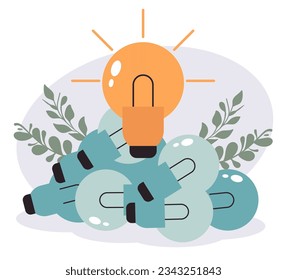 Idea lightbulb solution project creative abstract concept. Vector flat graphic design illustration