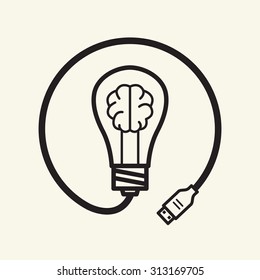 Idea in a lightbulb with usb cable, illustration vector