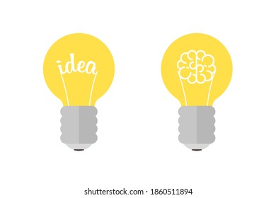 Idea lightbulb vector creative inspiration flat illustration, vector thinking light bulb.