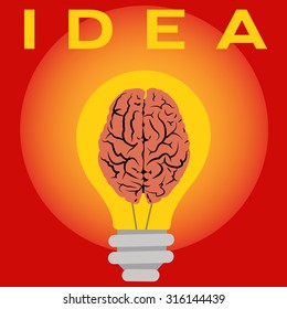 Idea lighting up the human brain like a light bulb vector concept