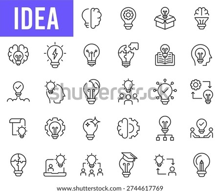 Idea Line Editable Icons set. Vector illustration in modern thin style of creativity related icon
