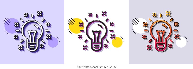 Idea line icon. Halftone dotted pattern. Gradient icon with grain shadow. Light bulb or Lamp sign. Creativity, Solution or Thinking symbol. Line idea icon. Various designs. Vector