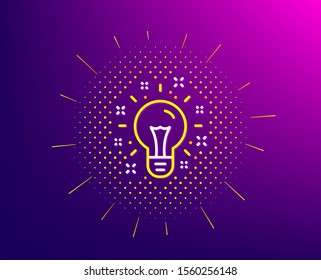 Idea line icon. Halftone pattern. Light bulb or Lamp sign. Creativity, Solution or Thinking symbol. Gradient background. Idea line icon. Yellow halftone pattern. Vector