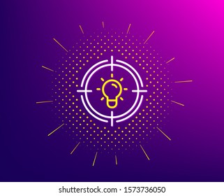 Idea line icon. Halftone pattern. Light bulb or Lamp in target sign. Creativity, Solution or Thinking symbol. Gradient background. Idea line icon. Yellow halftone pattern. Vector