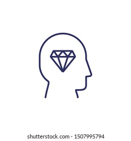 idea line icon, head outline vector logo illustration, linear pictogram isolated on white 