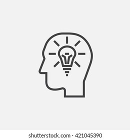 idea line icon, head outline vector logo illustration, linear pictogram isolated on white