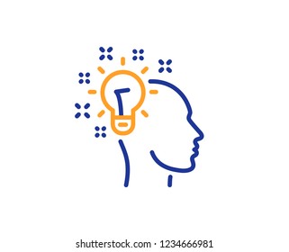 Idea line icon. Human head with light bulb sign. Inspiration symbol. Colorful outline concept. Blue and orange thin line color icon. Idea Vector