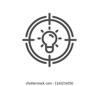Idea line icon. Light bulb or Lamp in target sign. Creativity, Solution or Thinking symbol. Quality design element. Classic style idea. Editable stroke. Vector