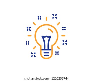 Idea line icon. Light bulb or Lamp sign. Creativity, Solution or Thinking symbol. Colorful outline concept. Blue and orange thin line color icon. Idea Vector