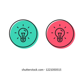 Idea line icon. Light bulb sign. Copywriting symbol. Positive and negative circle buttons concept. Good or bad symbols. Idea Vector
