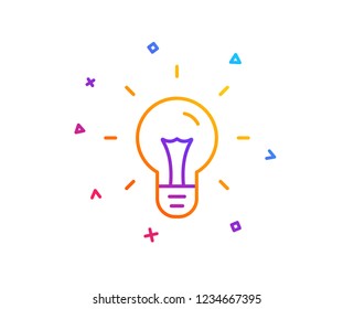 Idea line icon. Light bulb sign. Copywriting symbol. Gradient line button. Idea icon design. Colorful geometric shapes. Vector