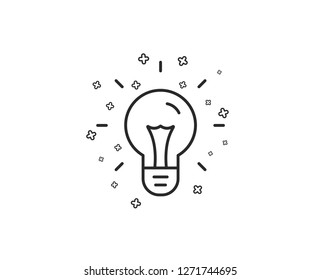 Idea line icon. Light bulb sign. Copywriting symbol. Geometric shapes. Random cross elements. Linear Idea icon design. Vector