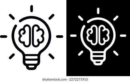 Icono de línea de ideas. Diseño vectorial de bombilla ligera en blanco y negro