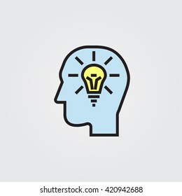 idea line icon, outline vector logo illustration, filled color linear pictogram isolated on white
