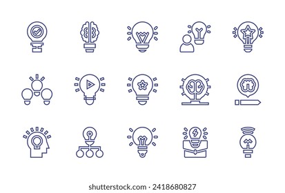 Idea line icon set. Editable stroke. Vector illustration. Containing idea, good idea, ideas, business idea.