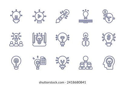 Idea line icon set. Editable stroke. Vector illustration. Containing energy, brainstorming, idea, good idea.