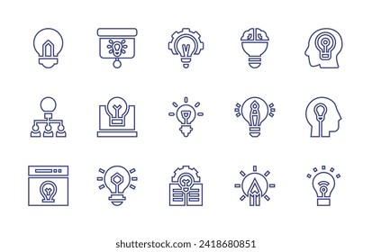 Idea line icon set. Editable stroke. Vector illustration. Containing innovation, idea, ideas.