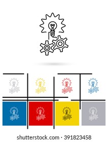 Idea line icon or idea thin line sign. Vector bulb idea line pictogram or idea outline symbol