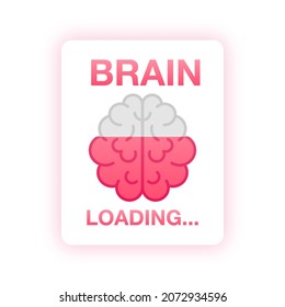 Idea loading concept with idea brain processed on a lightbulb bar. Vector stock illustration.