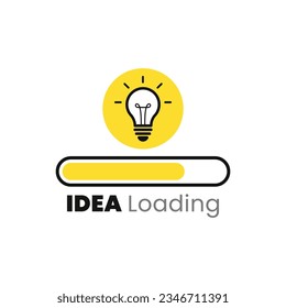 Idea loading concept with light bulb and loading bar. Loading ideas in flat style. Vector illustration