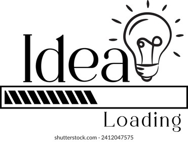 Idea loading concept with light bulb and loading bar or loading ideas in flat style, Wall Decor, Office Wall, Wall Branding, Vinyl Sticker Printing Quotation, Idea loading